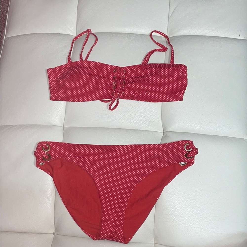 Medium red and white polka dot ROXY bikini